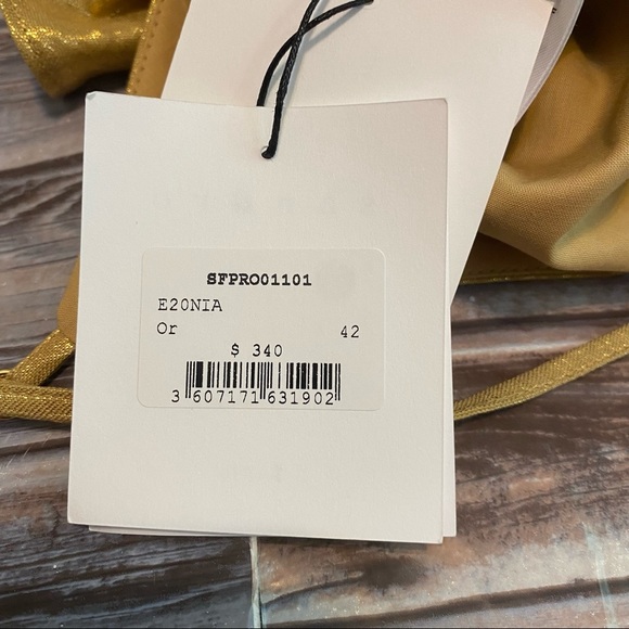 Sandro Draped Faux Wrap Metallic Ruffle Mini Dress - Picture 9 of 9